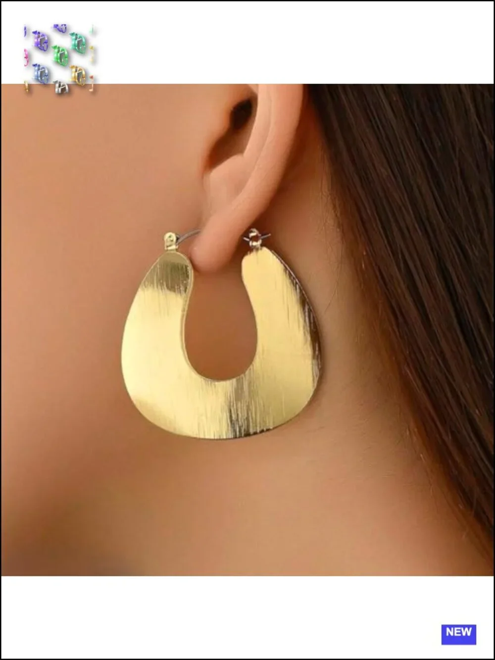 Geometric Gold Hoop Earrings - Chunky Lightweight Iron Statement Hoops